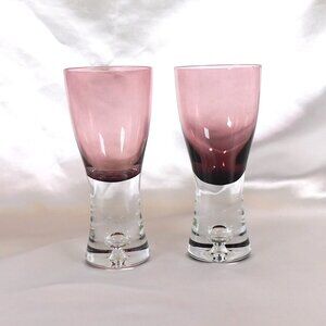 Pair of Two Block Crystal Wine or Pilsner Glasses in Tao Amethyst  # 25820